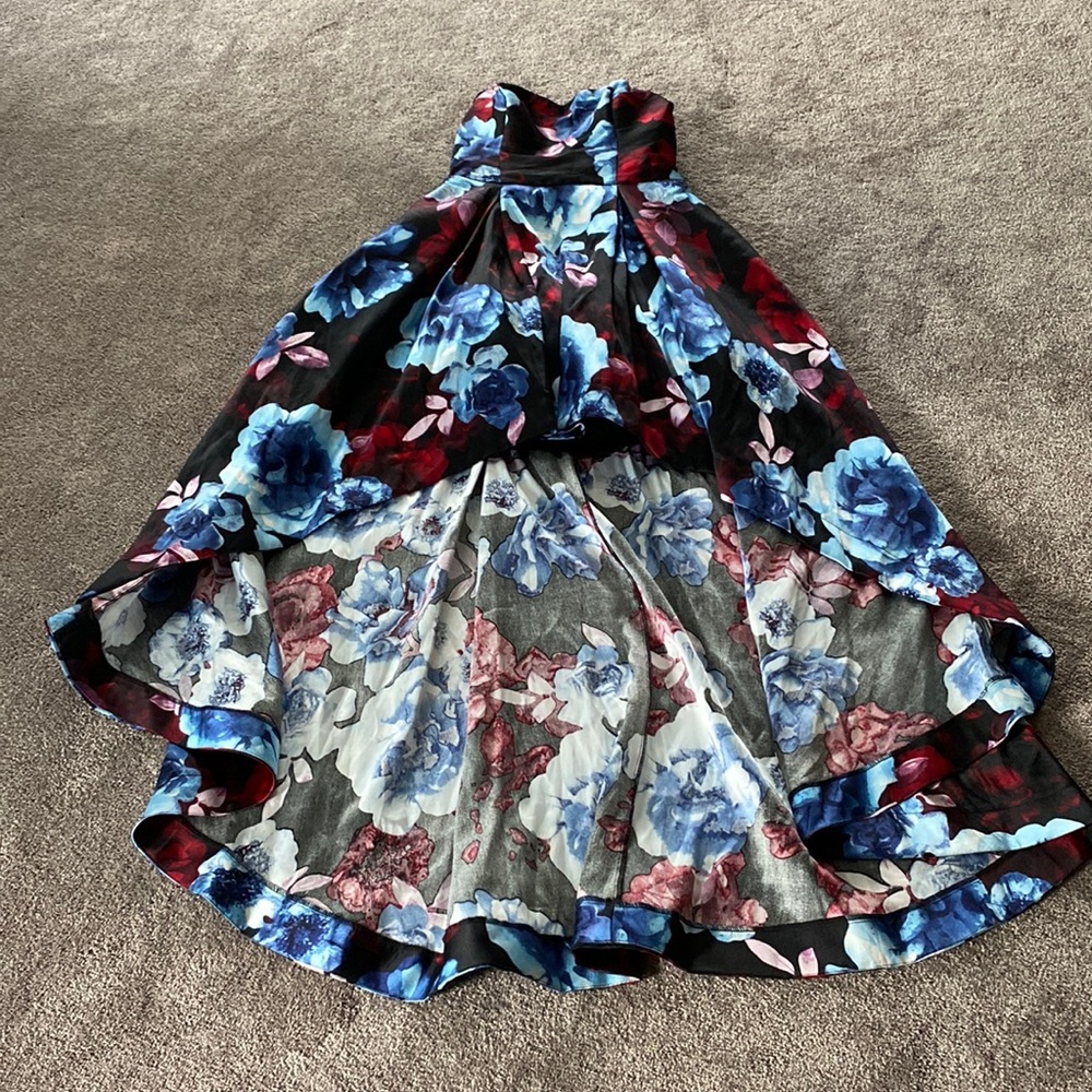 Speechless Floral Hi Lo Dress Blue Red Formal Party SIZE 15 Fit & Flare
